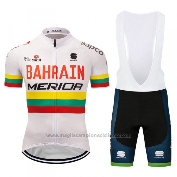 2018 Abbigliamento Ciclismo Bahrain Merida Campione Lituania Manica Corta e Salopette